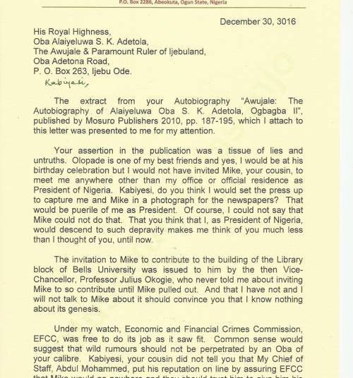 OBJ-letter to Awujale on his autobiography 20160005 - National Insight News