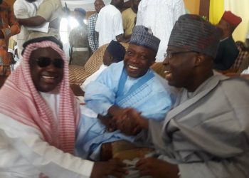 Senator Abdulfatai Buhari, Chairman Senate Committee on ICT and Cybercrime, Minister of Professor Sulaiman Abubakar, Minister of National Planning and  Senator Rildwan Adesoji Akanbi, Senator Representing Oyo South Senatorial district at the National Assembly during the lecture.
