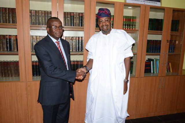 DSC_0981 - National Insight News Sustainable tourism developmentThe Director General, Nigerian Tourism Development Corporation (NTDC) , Mr. Folorunsho  Coker exchanging pleasantries with the Chairman, Niger Delta Development Commission (NDDC), Senator(Chief) Victor Ndoma-Egba during a courtesy visit to the Chairman by the Director General  to ensure collaboration  andpartnership for sustainable tourism development held at the Commission in Abuja recently.