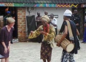 Foreign delegates dancing to the tune of the Talking Drum. PHOTO: NAN