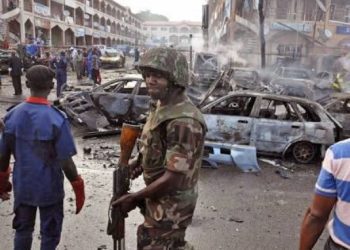 scene of an explosion . photo source, NAN