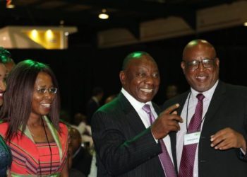 Ramaphosa, middle, during the ANC Convention