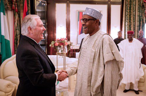rex tillerson - National Insight News Rex Tillerson exhanging pleasantries with President Buhari during  his official visit to president Buhari  at Presidential Villa  Aso Rock  on Monday