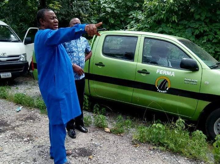 road1 - National Insight News Hon Odebunmi  with  FERMA Engineer  at the site