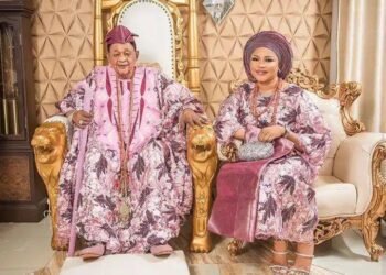 Queen Damilola Adeyemi and Alaafin of Oyo oba Lamidi Olayiwola