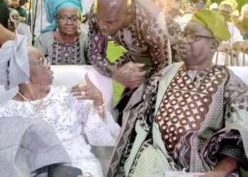 L-R: Chief (Mrs) Sarat Adeola Adesina, Mr Adetunji Lam-Adesina and Barr (Chief) Iyiola Oladokun at the event...