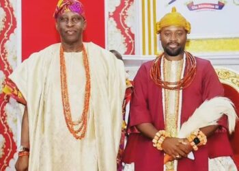 The Soun of Ogbomoso Oba Afolabi Ghandi Olaoye,Orumogege III and 
Olu of Warri, His Majesty Ògíamẹ̀ Atúwàtse