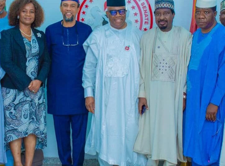 L-r Company Secretary, Uto Ukpana, MD/CEO of MTN, Mr Karl Toriola, President of the Senate, Godswill Akpabio,  Deputy Senate President, Jibrin Barau and Senate Leader, Opeyemi Bamidele, after a courtesy visit to the President of the Senate on Monday.  Photo: Office of the Senate President. - National Insight News L-r Company Secretary, Uto Ukpana, MD/CEO of MTN, Mr Karl Toriola, President of the Senate, Godswill Akpabio,  Deputy Senate President, Jibrin Barau and Senate Leader, Opeyemi Bamidele, after a courtesy visit to the President of the Senate on Monday.
Photo: Office of the Senate President.