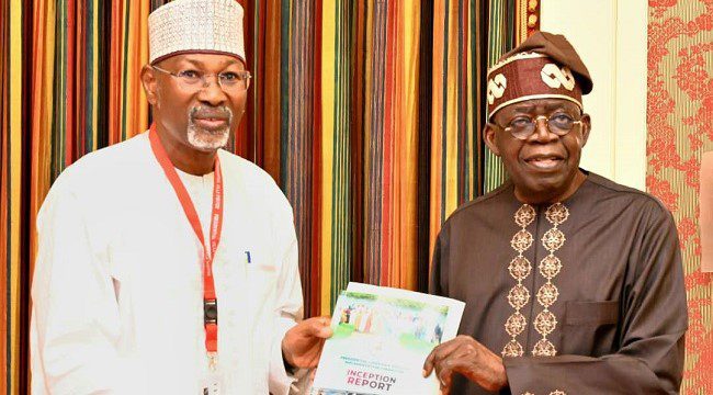 Livestock Reforms - National Insight News Prof. Jega submitting the Livestock Reforms Committee’s report to President Tinubu