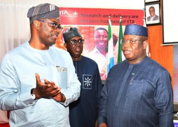 Caption From left, Governor Seyi Makinde, Dr Simeon Ehui, Director General of the International Institute for Tropical Agriculture (IITA) and Dr Julius Maada Bio, President of the Republic of Sierra Leone, during Bio’s visit to Oyo State.