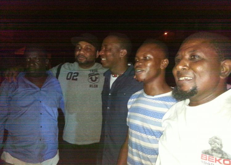 Sowore and friends after his release from detention. Photo credit Sahara reporter