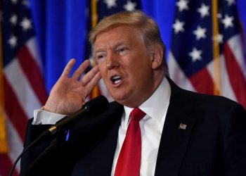 US President-elect Donald Trump speaks during a press conference January 11, 2017 at Trump Tower in New York.
Trump held his first news conference in nearly six months Wednesday, amid explosive allegations over his ties to Russia, a little more than a week before his inauguration. / AFP / TIMOTHY A. CLARY        (Photo credit should read TIMOTHY A. CLARY/AFP/Getty Images)