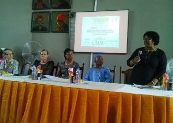Hanna Schlingmann, German Academic Exchange Service Representative , Chairperson of the event Professor Janice Olawoye, WORDOC, Director Dr. Sharon Omotosho representatives of CBAAC, and Professor  Precious Garba, at the WORDOC  event held at institute of African Studies Ibadan