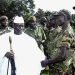President Jammeh who is Commander-In-Chief of the Armed Forces shakes hands with members of the Gambian contingent to Darfur, Sudan