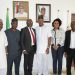 NTDC DG, Mr. Folorunsho Coker (middle), National President of the National Association of Nigeria Travel Agencies (NANTA), Mr. Bankole Bernand, 1st Deputy President of NANTA, Mrs. Susan Akporiaye and others in a group photograph during a courtesy call on the DG NTDC at the Tourism Headquarters in Abuja recently