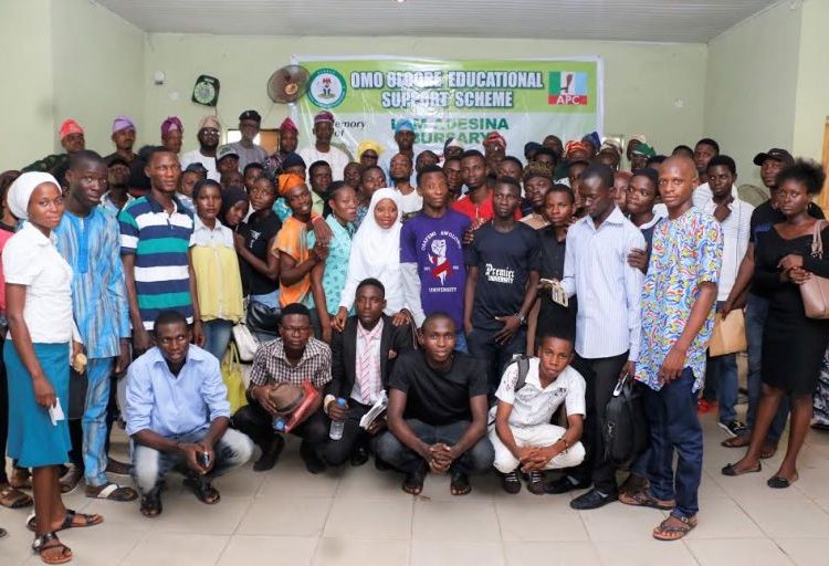 Hon Dapo Lam Adesina in group photograph with some of the beneficiaries