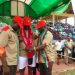 Governor Ayo Fayose being decorated by the leaders of the Labour Union