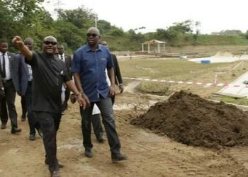 River state Governor  WIke and Ekiti state counterpart Ayo Fayose inspecting projects during Fayose's visits to Rivers state