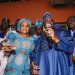 Senator Ajimobi and wife flanked by representative of CBN Governor Bayo Adelabu and Alaafin of Oyo Oba Lamidi Adeyemi