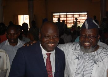 Barrister Adebayo Shittu, Minister of Communications  and Professor Adeolu Akande, a gubernatorial hopeful