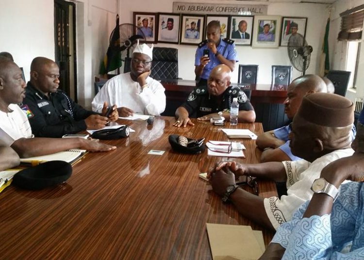 National Cordinator of OPC Otunba Gani Adams and Rep of the commissioner of police at  a meeting recently