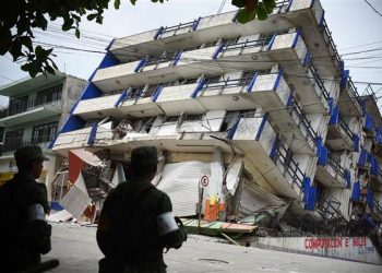 View of damaged hotel 'Ane Centro' after the 8.2 magnitude earthquake in Matias Romero, Oaxaca, Mexico on Sept. 8, 2017. Angel Hernandez / EPA