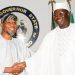 Osun state governor Ogbeni Rauf Aregbesola and Aare Gani Adams , the Aare Ona Kakanfo of Yorubaland during a visit to the governor in his office