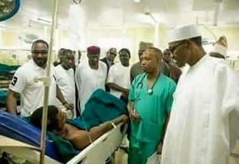 President Buhari  visit son at hospital