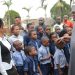 Abuja, Nigeria, 28 March, 2018: Former Vice President and chieftain of PDP, Atiku Abubakar at a meeting with students of two primary schools on excursion to the Port Harcourt International Airport shortly before his departure to Abuja at the end of his two-day visit to Rivers State.