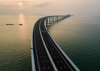pic of the world longest sea bridge.   BY AFP