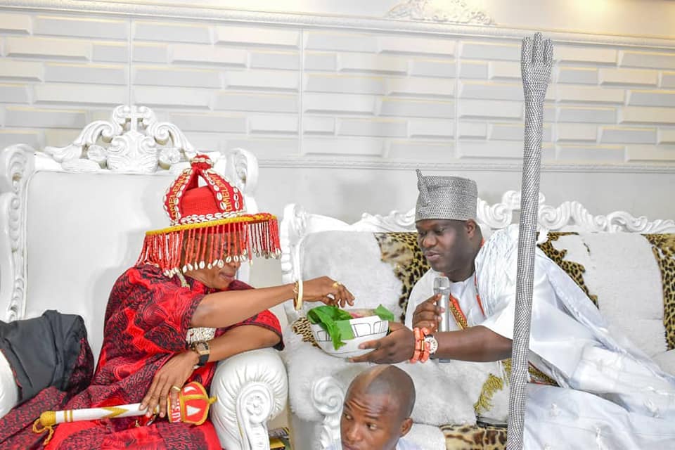 The Ooni of IfeHis Imperial Majesty Oba Adeyeye Eniitan Ogunwusi Ojaja 11 and His Royal Highness, Igwe Cyprian Mmaduabuchi Nevobasi, Ezeani III of Mmaku, Enugu State