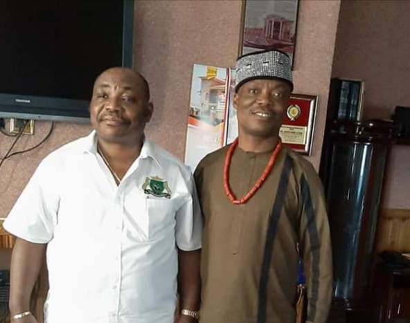 Dr Akintunde Ayeni, President Yemkem with Amb Wale Ojo Lanre, DG Ekiti state Council for Arts and Culture  at Ayeni's office on monday