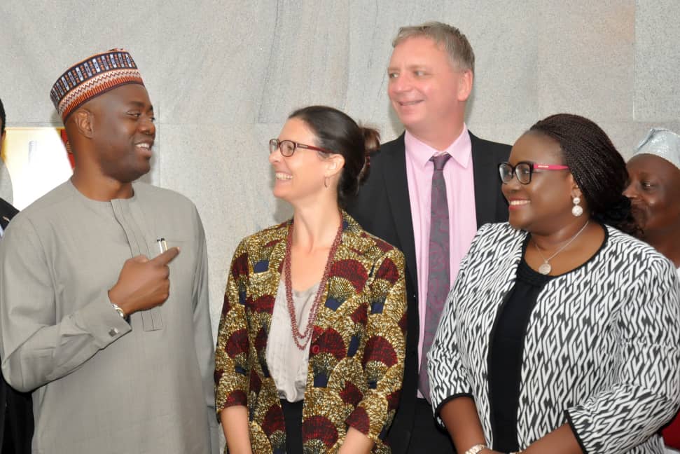 From left, Oyo State Governor, Engr Seyi Makinde; British Deputy High Commissioner in Lagos, Harriet Thomson; another deputy high Commissioner, Stuart Garner and Secretary to Oyo State Government, Mrs Olubamiwo Adeosun, during the visit of the British Deputy High Commissioners to the Governor in his Office, Secretariat, Ibadan. PHOTO: Oyo State Government.
