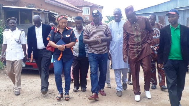 The State Commissioner for Environment and Natural Resources, Hon Kehinde Ayoola and some ministry officials during a visitation to one of the recycling plant in Ibadan