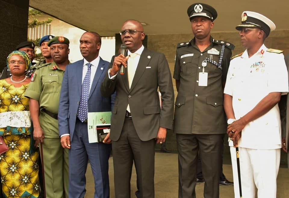 Governor Sanwo Olu 
speaking  after the State Security Council Meeting at Lagos House, Alausa, Ikeja on Monday, January 27, 2020