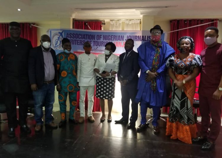 PHOTO CAPTION:
From left, Zonal Coordinator, Nigerian Tourism Development Corporation (NTDC), Mr Rotimi Ayetan, Publisher, African Travel Times, Mr Lucky George, Director of Research, Lagos Council for Arts and Culture, Mr Azeez Sheriff, ANJET President, Omololu Olumuyiwa, Representative of Commissioner of Tourism Lagos State, Mrs Ada Oni, Keynote speaker, Dr Wasiu Babalola, CEO, Akwaaba African Travel Market, Mr Ikechi Uko, Zonal Coordinator, National Institute for Hospitality and Tourism (NIHOTOUR), Mrs Chinyere Uche-Ibeabuchi and Moderator, Prince Wale Olapade.