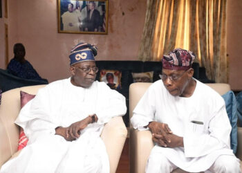 Asiwaju Bola Ahmed Tinubu and former president olusegun Obasanjo