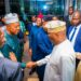 Presidential candidate of the Peoples Democratic Party and former Vice President of Nigeria, Atiku being received by the President of Nigerian Guild of Editors, Mallam Mustapha Isah during the arrival of Atiku for the NGE Interactive Forum in Lagos on Wednesday