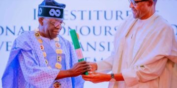 president Muhammad Buhari Honoring  President -elect Asiwaju Bola Ahme Tinubu