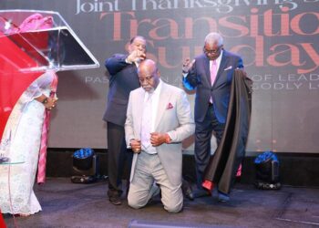 Soun-elect, Pastor Ghandi being anointed at the transition thanksgiving service at Jesus House, Washington DC US. photo credit. Jesus House