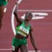 Tobi Amusan, of Nigeria, celebrates winning the women's 100-meter hurdles final at the World Athletics Championships on Sunday, July 24, 2022, in Eugene, Ore. (AP Photo/Gregory Bull)