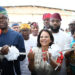 From left; Country Representative UNICEF Nigerian, Ms Cristian Munduate; Oyo State Governor, Seyi Makinde; Wife of former governor of Oyo State, Mrs Mutiat Ladoja and IHS Nigeria Director of Data Governance Management and Compliance, Mr Ayobami Adisa, during the commissioning of Solarized PSA Medical Oxygen Plant and Level 2 Newborn Unit, Jericho Specialist Hospital, Ibadan. PHOTO: Oyo Gov's Media Unit