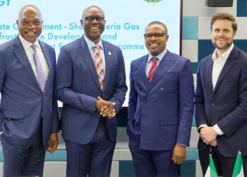 CAPTION: Managing Director, The Shell Petroleum Development Company of Nigeria Ltd. and Country Chair, Shell Companies in Nigeria, Osagie Okunbor; Oyo State Governor, Seyi Makinde; Managing Director, Shell Nigeria Gas, Ralph Gbobo, and Vice President, Shell Energy Trading EU & Africa, Bob Kijkuit, at the signing of a gas agreement between SNG and Oyo State Government, to develop a gas supply and distribution infrastructure in the state, held at the Shell Group Headquarters in London, on Tuesday. 