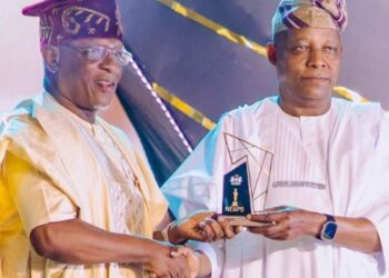 Vice President of Federal Republic of Nigeria Kashim Shetima Presenting The Award of Excellent in Public Service to Sir Olusegun Adekunle on Saturday