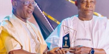 Vice President of Federal Republic of Nigeria Kashim Shetima Presenting The Award of Excellent in Public Service to Sir Olusegun Adekunle on Saturday