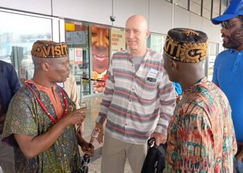 Amb Wale Ojo Lanre DG Ekiti State Bureau of Tourism Development receiving the UNWTO Team