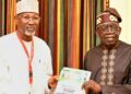 Prof. Jega submitting the Livestock Reforms Committee’s report to President Tinubu