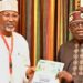 Prof. Jega submitting the Livestock Reforms Committee’s report to President Tinubu