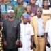 From left, Permanent Secretary, Oyo State Ministry of Agriculture and Natural Resources, Mrs Christina Abioye; Commissioner, Barr Olasunkanmi Olaleye; Chairman, Oyo State House Committee on Agric, Hon Peter Ojedokun; Provost, College of Agricultural, Ladoke Akintola University of Technology, Prof Abel Ogunwale and Chairman, All Farmers Association of Nigeria, Oyo State Chapter, Mr Adewumi Abas, during the inauguration of Oyo State Seed Coordinating Committee, head at House of Chief, Secretariat, Ibadan. PHOTO: Oyo Gov's Media Unit.