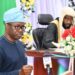 Oyo speaker and Governor Seyi Makinde during the presentation of the budget proposal